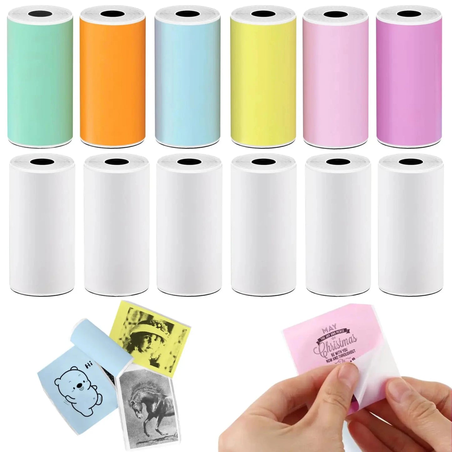 Colorful Thermal Printer Paper - 12 Rolls